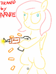 Size: 288x384 | Tagged: safe, fluttershy, g4, ak-47, animated, assault rifle, female, gun, shooting