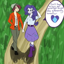 Size: 1000x1000 | Tagged: safe, artist:lexi, artist:normal norman general artist, normal norman, rarity, equestria girls, g4, background human, date, day, female, holding hands, male, normity, shipping, straight