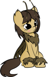 Size: 2959x4757 | Tagged: safe, artist:plone, oc, oc only, oc:sepia, mothpony, original species, ask the moths, blushing, cute, simple background, sitting, solo, transparent background, vector