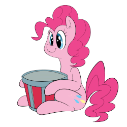 Size: 750x750 | Tagged: safe, artist:khorme, pinkie pie, g4, animated, drums, female, mlpgdraws, musical instrument, onomatopoeia, pinkie being pinkie, ponk, simple background, sitting, solo, white background