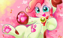Size: 600x360 | Tagged: safe, artist:miki 14, pinkie pie, earth pony, pony, g4, cat costume, clothes, cute, diapinkes, female, mare, solo