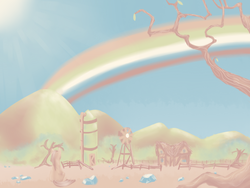 Size: 1280x960 | Tagged: safe, artist:causticeichor, pinkie pie, g4, female, limited palette, pinkamena diane pie, rainbow, rock farm, solo