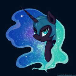 Size: 800x800 | Tagged: safe, artist:miushich, nightmare moon, g4, female, frown, simple background, solo