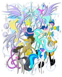 Size: 4000x5000 | Tagged: safe, artist:flamevulture17, bon bon, cloudchaser, derpy hooves, dj pon-3, doctor whooves, flitter, lyra heartstrings, octavia melody, sweetie drops, time turner, vinyl scratch, earth pony, pegasus, pony, unicorn, g4, absurd resolution, female, male, mare, simple background, stallion, transparent background