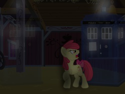 Size: 1024x768 | Tagged: safe, artist:biosonic100, apple bloom, g4, doctor who, tardis