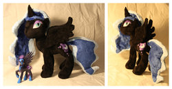 Size: 1239x645 | Tagged: safe, artist:creideiki-se, nightmare moon, g4, irl, photo, plushie, toy