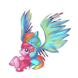 Size: 1200x1200 | Tagged: safe, artist:marihico, pinkie pie, rainbow dash, g4, female, lesbian, pixiv, ship:pinkiedash, shipping