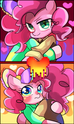 Size: 500x833 | Tagged: safe, artist:marihico, pinkie pie, ask harajukupinkiepie, g4, duality, famihara, pixiv