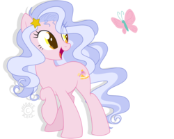 Size: 1100x880 | Tagged: safe, artist:nabbiekitty, oc, oc only, oc:millefeuille, butterfly, earth pony, pony, offspring, parent:pinkie pie, parent:pokey pierce, parents:pokeypie, simple background, solo, transparent background