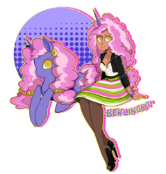 Size: 900x940 | Tagged: safe, artist:ssenarrya, oc, oc only, oc:berlingot, human, pony, unicorn, horn, horned humanization, human ponidox, humanized, humanized oc, offspring, parent:pinkie pie, parent:pokey pierce, parents:pokeypie