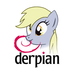 Size: 3000x3000 | Tagged: safe, artist:purpletinker, derpy hooves, pegasus, pony, g4, debian, derpian, female, high res, linux, mare, nom, smiling, solo