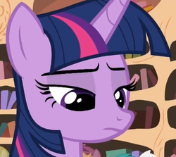 Size: 407x363 | Tagged: safe, screencap, twilight sparkle, alicorn, pony, g4, twilight time, female, library, mare, reaction image, solo, twilight sparkle (alicorn)