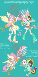 Size: 2500x5000 | Tagged: safe, artist:skyshek, fluttershy, oc, oc:rainbow burst, human, g4, comb, cure black, cure white, human ponidox, humanized, magical girl, precure