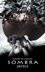 Size: 2688x4272 | Tagged: safe, artist:voltictail, king sombra, bat, umbrum, g4, cape, clothes, crystal empire, dracula, dracula untold, movie poster