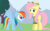 Size: 1031x647 | Tagged: safe, artist:hyolark, fluttershy, rainbow dash, pegasus, pony, g4, clothes, costume, excited, hat, shy do