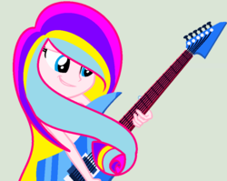 Size: 896x714 | Tagged: safe, artist:star-senpai-chan, oc, oc only, equestria girls, g4, base used, guitar, implied nudity, simple background, solo, strategically covered