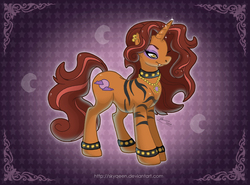 Size: 2600x1922 | Tagged: safe, artist:almairis, pony, unicorn, clawdeen wolf, crossover, fangs, monster high, necklace