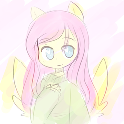 Size: 900x900 | Tagged: safe, artist:pegacornss, fluttershy, anthro, g4, ambiguous facial structure, clothes, female, solo, sweater, sweatershy, turtleneck