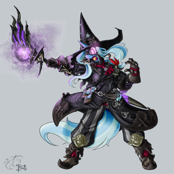 Size: 1500x1500 | Tagged: safe, artist:melancholy, trixie, anthro, g4, black mage, crossover, female, final fantasy, final fantasy xiv, magic, solo, staff