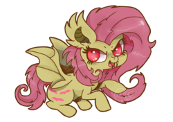 Size: 1024x720 | Tagged: dead source, safe, artist:chibi-love69, fluttershy, bat pony, pony, g4, bat ponified, fangs, female, flutterbat, race swap, red eyes, simple background, solo, transparent background