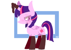 Size: 1024x720 | Tagged: dead source, safe, artist:chibi-love69, twilight sparkle, alicorn, pony, g4, clothes, female, horn, horn sock, mare, solo, stockings, twilight sparkle (alicorn)