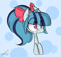 Size: 1058x992 | Tagged: safe, artist:jankrys00, sonata dusk, pony, equestria girls, g4, my little pony equestria girls: rainbow rocks, bow, cute, equestria girls ponified, eye clipping through hair, hair bow, ponified, solo, sonatabetes, weapons-grade cute