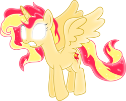 Size: 3739x3000 | Tagged: dead source, safe, artist:theshadowstone, sunset shimmer, alicorn, pony, g4, alicornified, alternate universe, ethereal mane, female, glowing eyes, high res, race swap, shimmercorn, simple background, solo, super saiyan princess, transparent background, vector