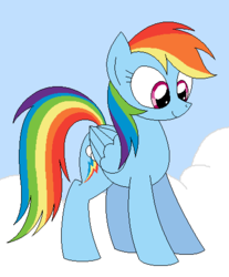 Size: 390x471 | Tagged: safe, artist:hyolark, rainbow dash, pegasus, pony, g4, cloud, female, mare, solo