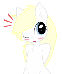 Size: 4000x4837 | Tagged: safe, artist:aryanne, artist:vectorfag, oc, oc only, oc:aryanne, semi-anthro, absurd resolution, belly button, blushing, chest fluff, cute, ear fluff, female, filly, innocent, looking at you, simple background, solo, tongue out, transparent background, vector, wink