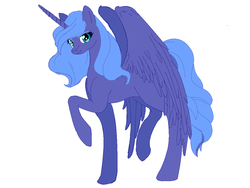 Size: 1200x900 | Tagged: safe, artist:firestarmlp, princess luna, g4, female, raised hoof, s1 luna, simple background, solo, spread wings, younger