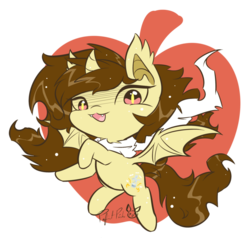 Size: 894x894 | Tagged: safe, artist:piichu-pi, oc, oc only, oc:eclair, fruit bat, solo, species swap