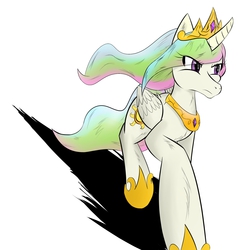 Size: 2000x2000 | Tagged: safe, artist:hbdhow, princess celestia, g4, female, frown, high res, running, simple background, solo