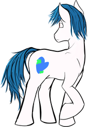 Size: 947x1340 | Tagged: safe, artist:trapped in a jar, oc, oc only, oc:roboshi, earth pony, pony, crufavers, frown, looking back, male, raised hoof, solo, stallion