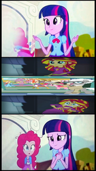 Size: 438x775 | Tagged: safe, pinkie pie, sunset shimmer, twilight sparkle, equestria girls, g4, my little pony equestria girls: rainbow rocks, 1000 hours in ms paint, 1000 years in photoshop, exploitable meme, meme, ms paint, photoshop phail, pinkie sticks her face into the portal meme, sunset screamer, the meme that never ends, twilight sparkle (alicorn), wrong aspect ratio