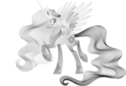 Size: 13574x9339 | Tagged: safe, artist:midwestbrony, princess celestia, pony, g4, absurd resolution, female, mare, monochrome, simple background, solo, transparent background, vector