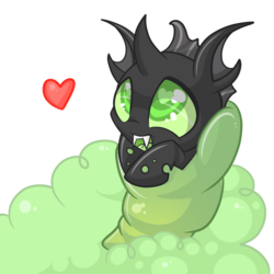 Size: 3500x3500 | Tagged: safe, artist:starlightlore, oc, oc only, oc:omni, changeling, nymph, changeling oc, cocoon, cute, green changeling, heart, heart eyes, high res, open mouth, simple background, smiling, solo, transparent background, vector