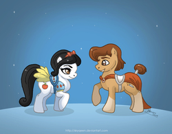 Size: 2032x1581 | Tagged: safe, artist:almairis, disney, disney princess, ponified, prince charming, snow white