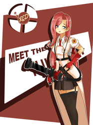 Size: 1004x1339 | Tagged: safe, artist:xbunny-bunnyx, fluttershy, human, g4, clothes, crossover, fluttermedic, humanized, medic, medic (tf2), skirt, team fortress 2