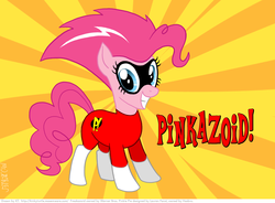 Size: 969x712 | Tagged: safe, artist:kturtle, pinkie pie, g4, alternate hairstyle, clothes, cosplay, costume, crossover, cute, diapinkes, female, freakazoid, mask, pinkazoid, solo
