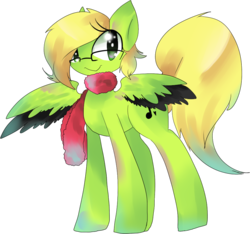 Size: 896x838 | Tagged: dead source, safe, artist:pinapapo, oc, oc only, oc:jazz line, pegasus, pony, clothes, scarf, solo