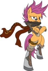 Size: 1480x2177 | Tagged: safe, artist:fluttershy750, scootaloo, g4, boots, clothes, female, glasses, scarf, simple background, solo, transparent background, vector