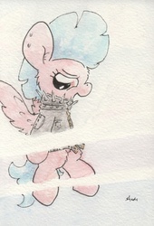 Size: 675x993 | Tagged: safe, artist:slightlyshade, pegasus, pony, clothes, jacket, punk, solo, traditional art