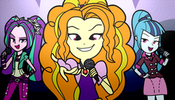 Size: 767x438 | Tagged: safe, artist:nintendash, adagio dazzle, aria blaze, sonata dusk, equestria girls, g4, microphone, singing, the dazzlings, trio