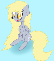 Size: 615x693 | Tagged: safe, artist:mmdfantage, derpy hooves, pegasus, pony, g4, curly eyelashes, female, long mane, mare, open mouth, simple background, sitting, smiling