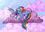 Size: 4075x2949 | Tagged: safe, artist:corelle-vairel, rainbow dash, g4, cloud, female, prone, solo, spread wings