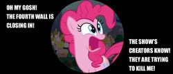 Size: 1038x448 | Tagged: safe, artist:closer-to-the-sun, pinkie pie, g4, fourth wall, horrified, image macro, meme