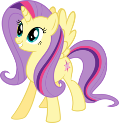 Size: 3000x3099 | Tagged: safe, fluttershy, twilight sparkle, alicorn, pony, g4, female, fusion, high res, lesbian, mare, ship:twishy, shipping, twilight sparkle (alicorn)