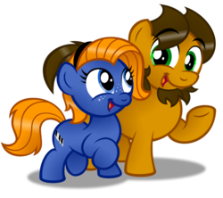 Size: 1024x908 | Tagged: safe, artist:aleximusprime, oc, oc only, oc:alex the chubby pony, oc:kate, buddies, chubby, cute, friends, group, intheallspark, ponysona, simple background, talking, transparent background, walking