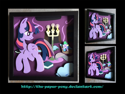Size: 1280x958 | Tagged: safe, artist:the-paper-pony, spike, twilight sparkle, alicorn, pony, g4, female, mare, shadowbox, sleeping, twilight sparkle (alicorn)