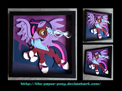 Size: 1280x958 | Tagged: safe, artist:the-paper-pony, twilight sparkle, alicorn, pony, g4, power ponies (episode), clothes, costume, female, mare, masked matter-horn costume, power ponies, shadowbox, solo, twilight sparkle (alicorn)